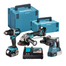 Makita DLX3197JX1 18V Combo Kit – DDF484, DHR242, DGA504, 2x5.0Ah + Makpac